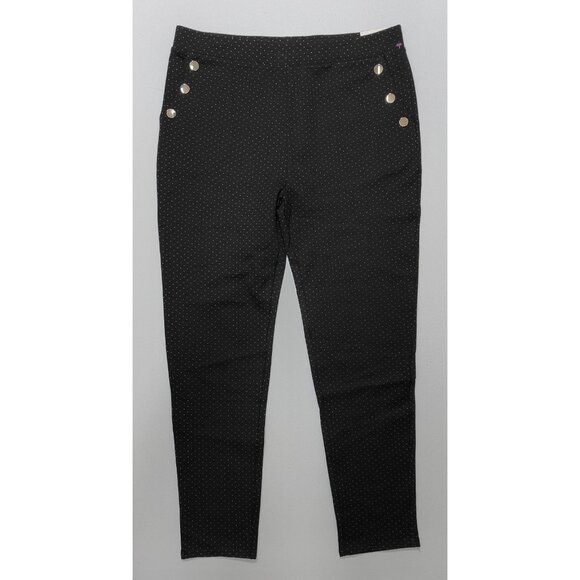 Classic Concepts Women's Petite Black/White Stretch Pull On Pants Size PXL - Picture 1 of 4